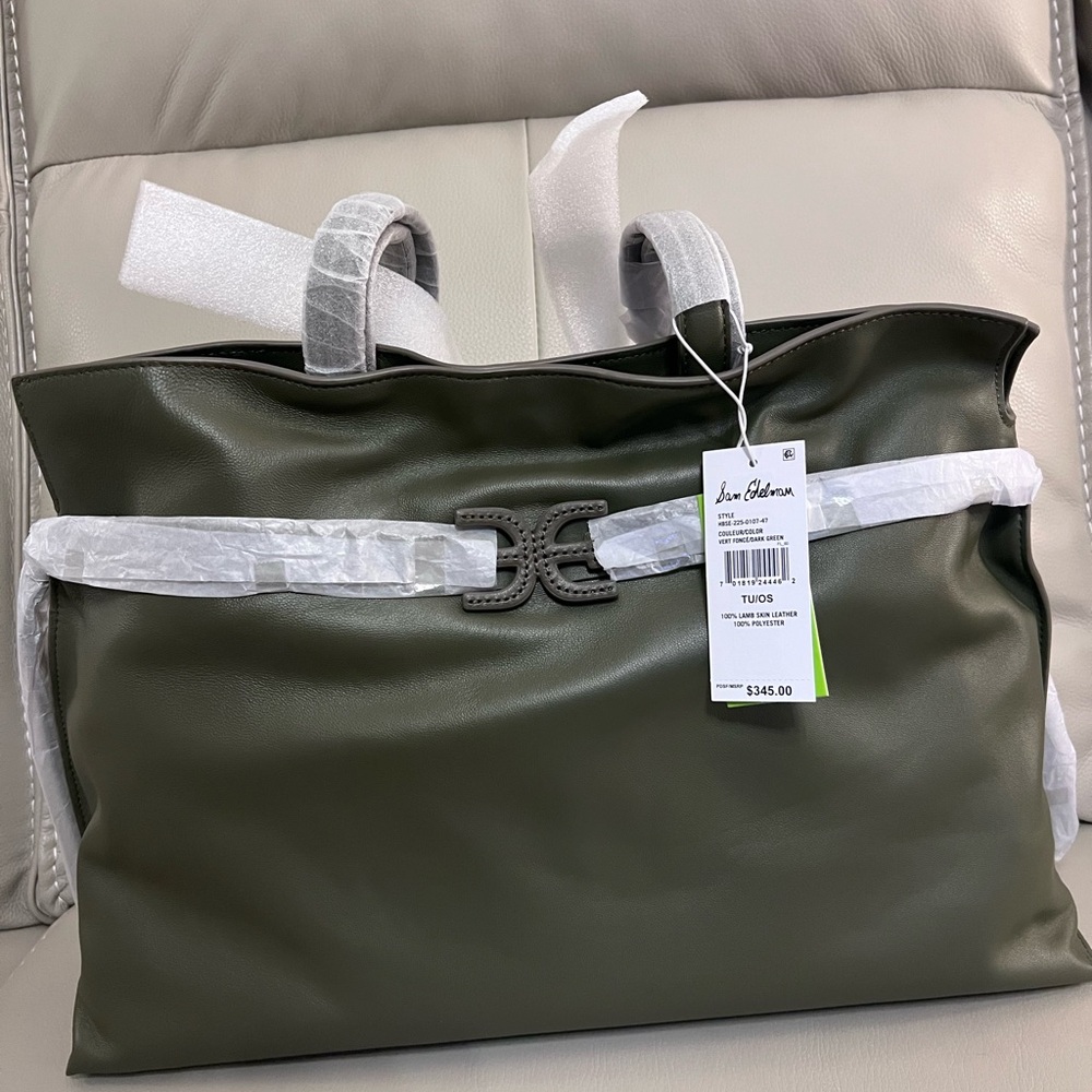 Sam Edelman Dark Green Leather Tote